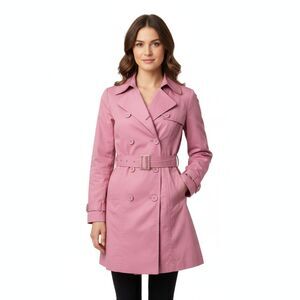 Forever 21 Women's Pink Double-Breasted Cotton Coat Size S